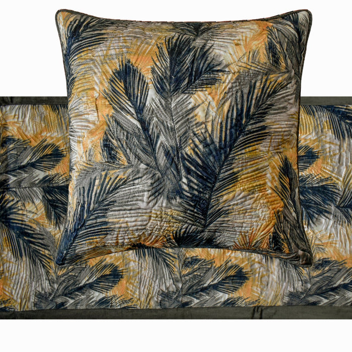 Mystic Palms - Satin Green Decorative Bed Runner and Pillow Cover
