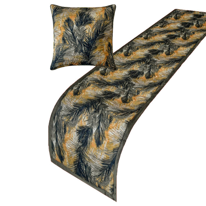 Mystic Palms - Satin Green Decorative Bed Runner and Pillow Cover