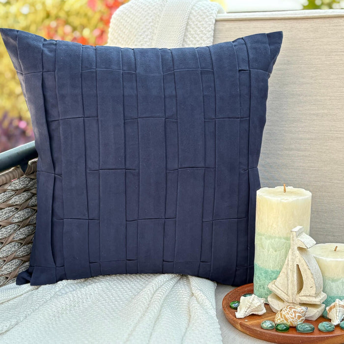 Navy Blue Love Tune - Navy Blue Suede Decorative Euro Sham
