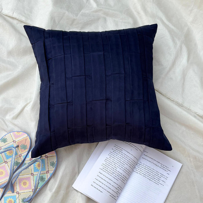 Navy Blue Love Tune - Navy Blue Suede Decorative Euro Sham