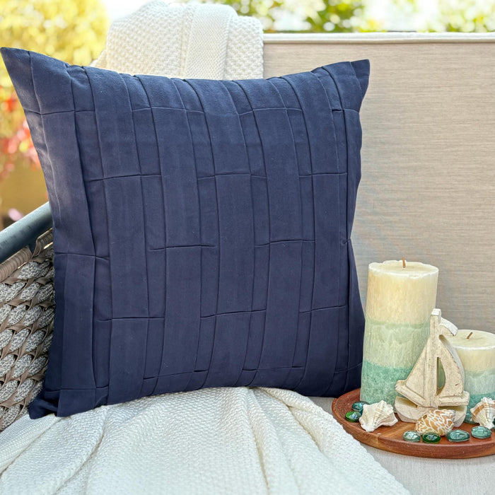 Navy Blue Love Tune - Navy Blue Suede Decorative Euro Sham