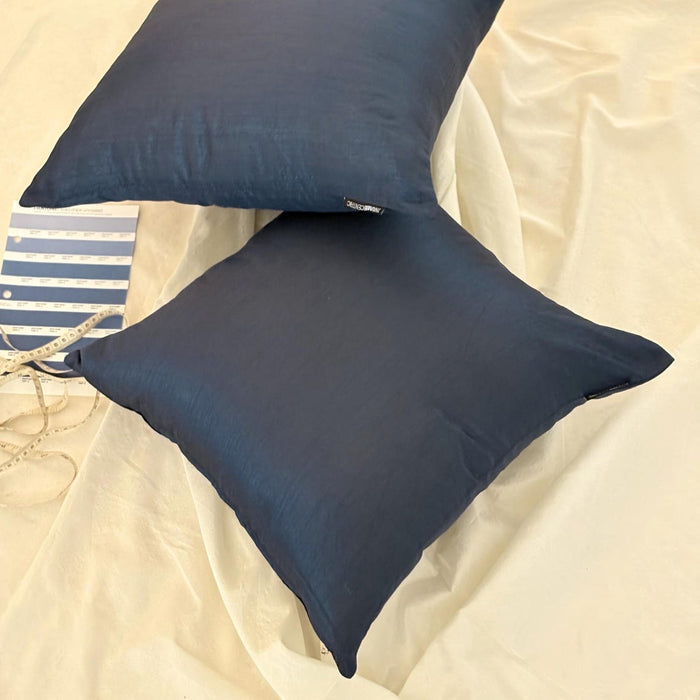 Navy Blue Luxury Pack of 2 - Navy Blue Art Silk Throw Pillow Cover