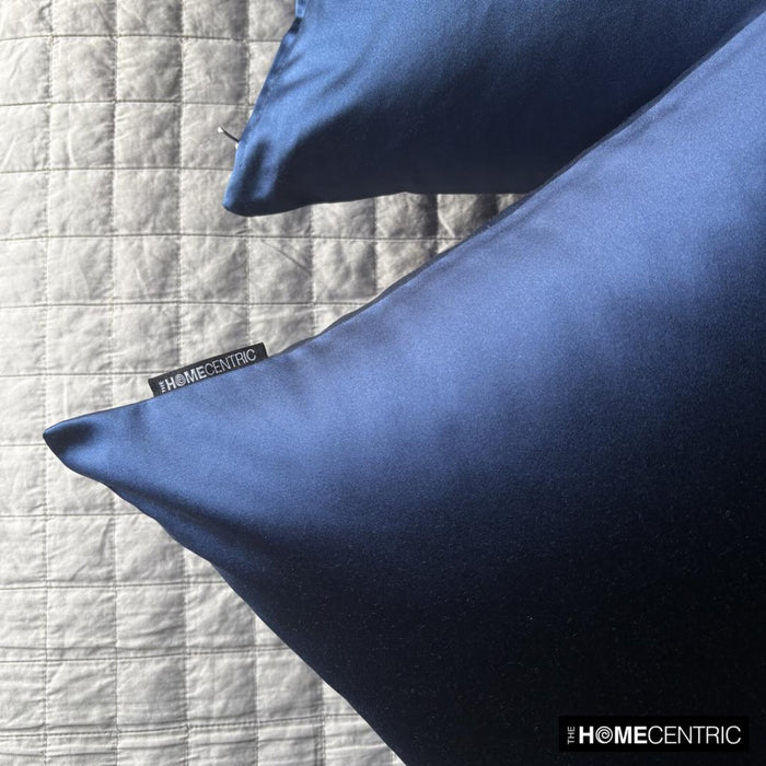 Navy Blue Satin Throw Pillow Cover - Navy Blue Slub Satin