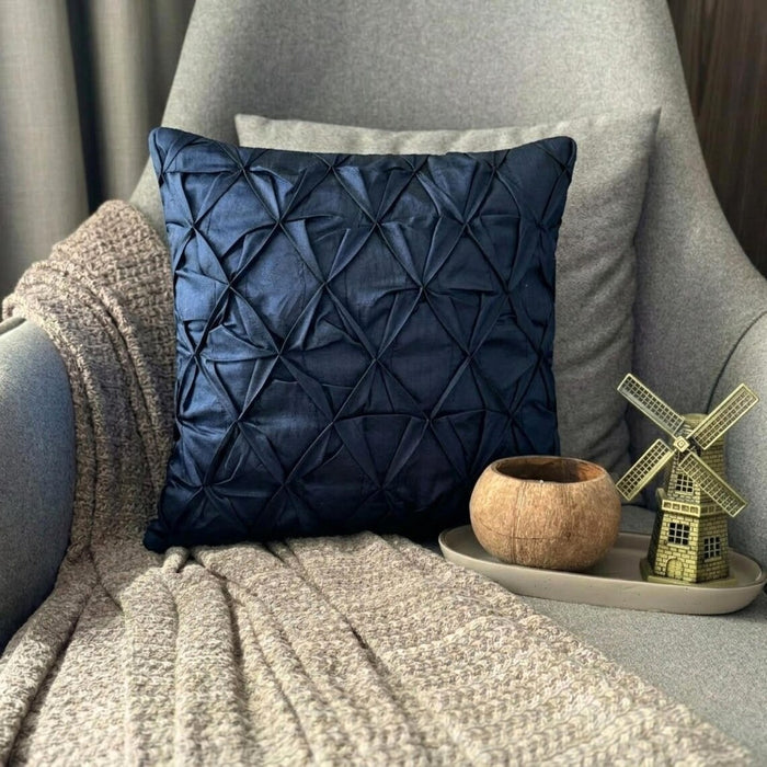 Navy Companioins - Navy Blue Taffeta Throw Pillow Cover