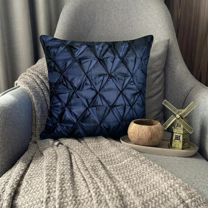 Navy Companioins - Navy Blue Taffeta Throw Pillow Cover