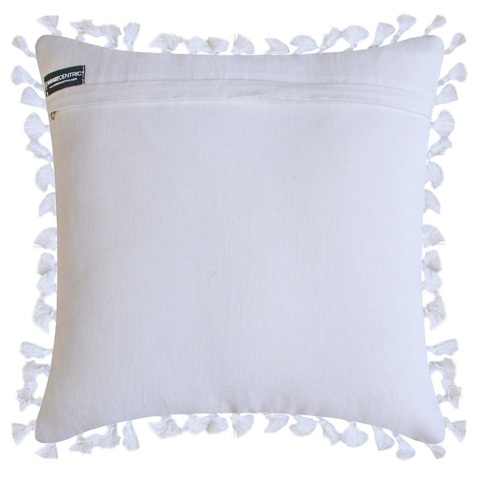 Needlework - Blue Cotton Throw Pillow Cover