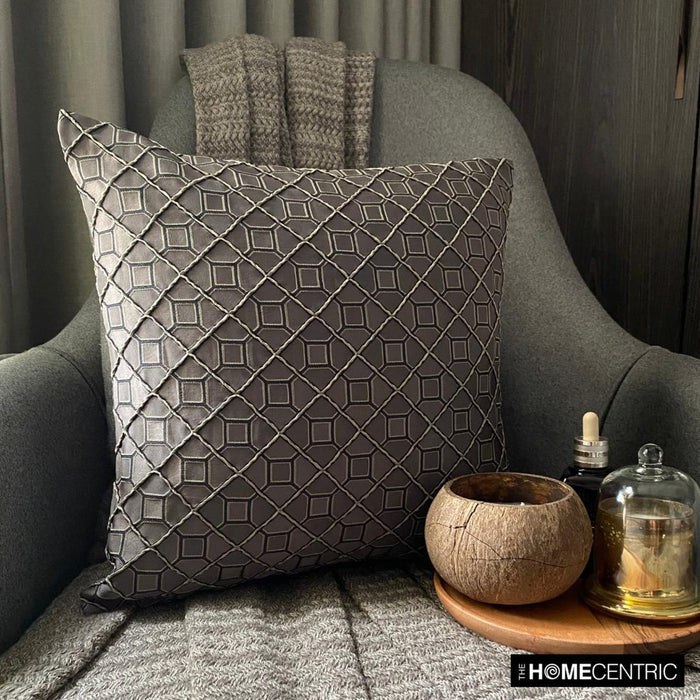 Nexus - Brown Jacquard Throw Pillow Cover