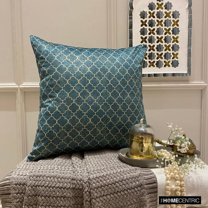 Nour Teal - Teal Velvet Throw Pillow Cover