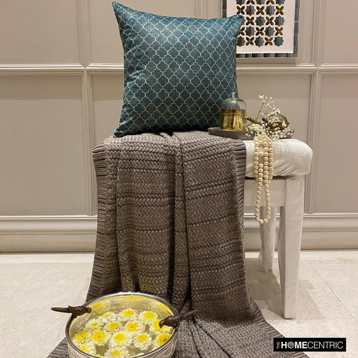 Nour Teal - Teal Velvet Throw Pillow Cover