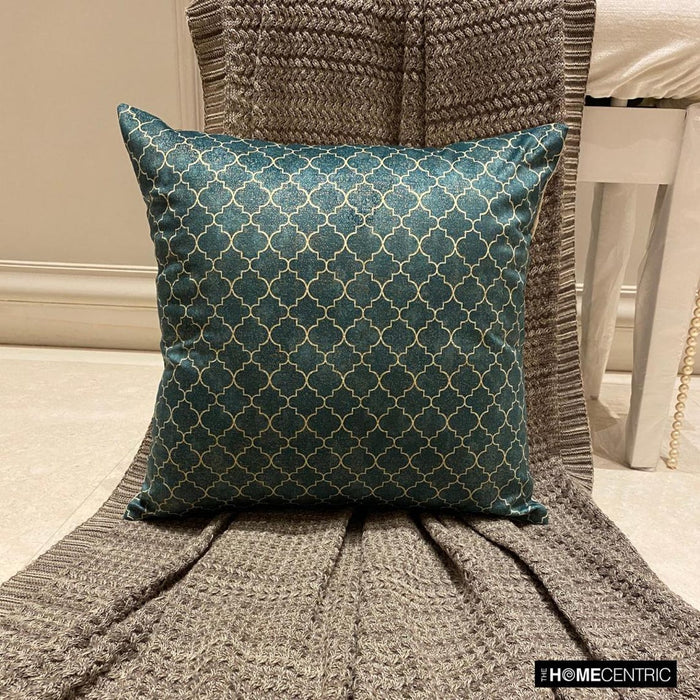 Nour Teal - Teal Velvet Throw Pillow Cover