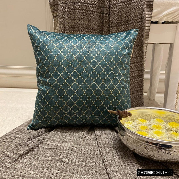 Nour Teal - Teal Velvet Throw Pillow Cover