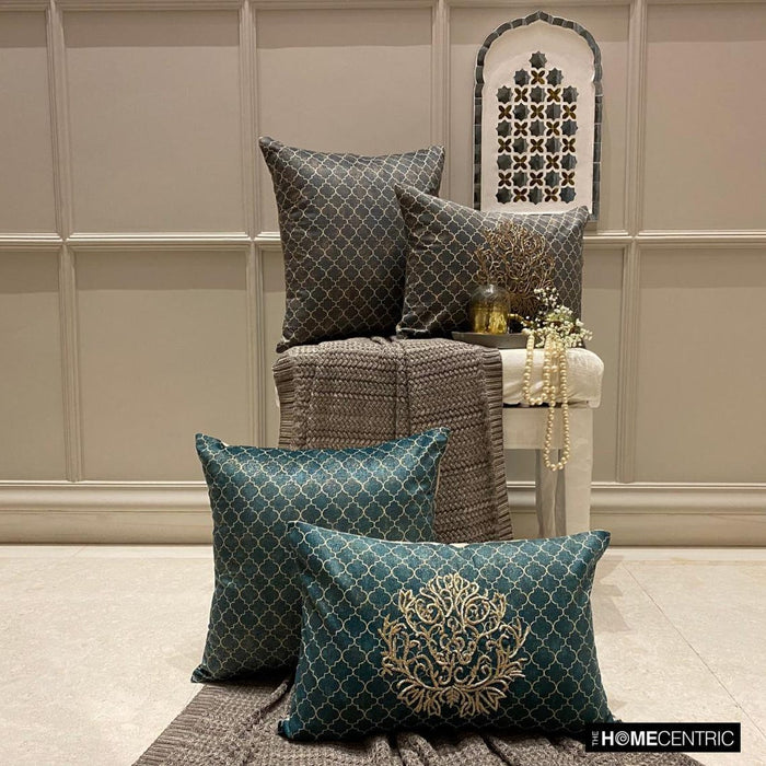 Nour Teal - Teal Velvet Throw Pillow Cover