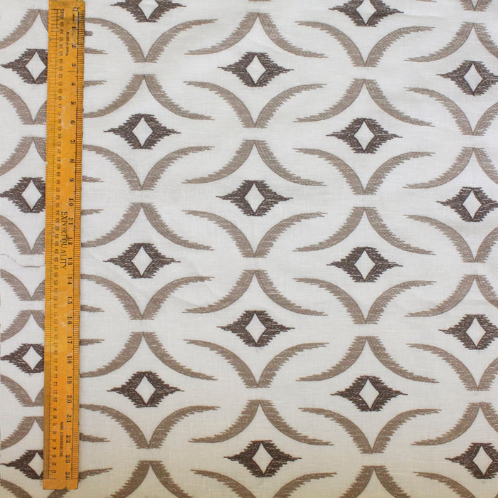 Off White, Brown Sheer Fabric By The Yard