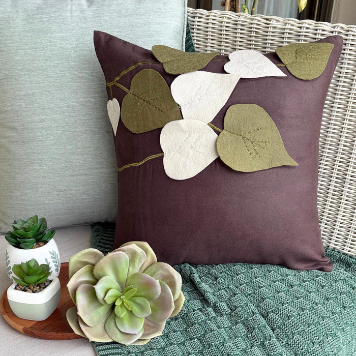Oliveleafyday - Brown Faux Suede Decorative Euro Sham