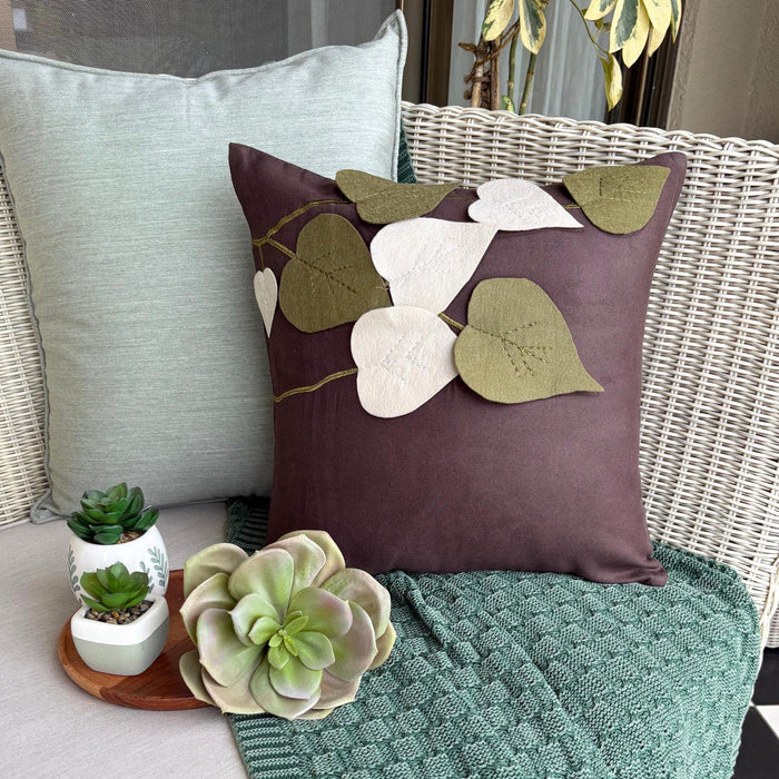 Oliveleafyday - Brown Faux Suede Decorative Euro Sham