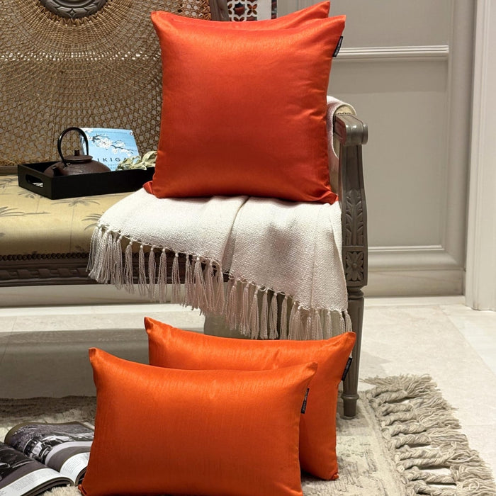 Orange Luxury Pack of 2 - Orange Art Silk Throw Pillow Cover