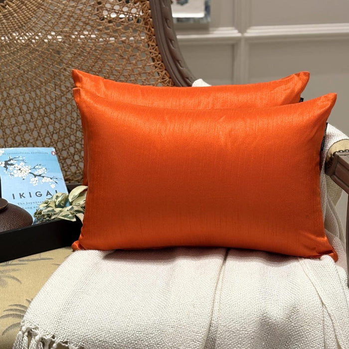 Orange Luxury Pack of 2 - Orange Art Silk Throw Pillow Cover