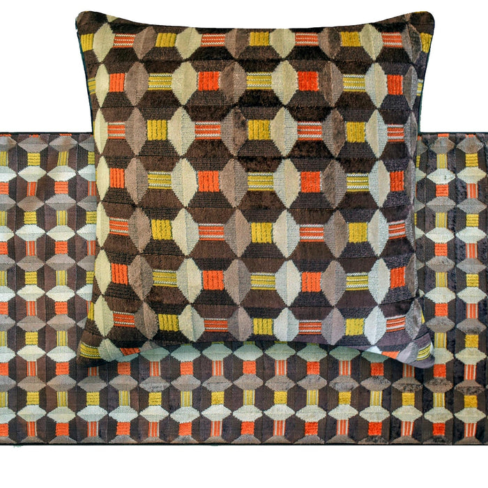 Orange Patterns - Velvet Orange Decorative Bed Runner and Pillow Cover