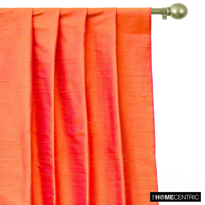 Orange, Pink 100% Pure Silk Dupioni Fabric By The Yard