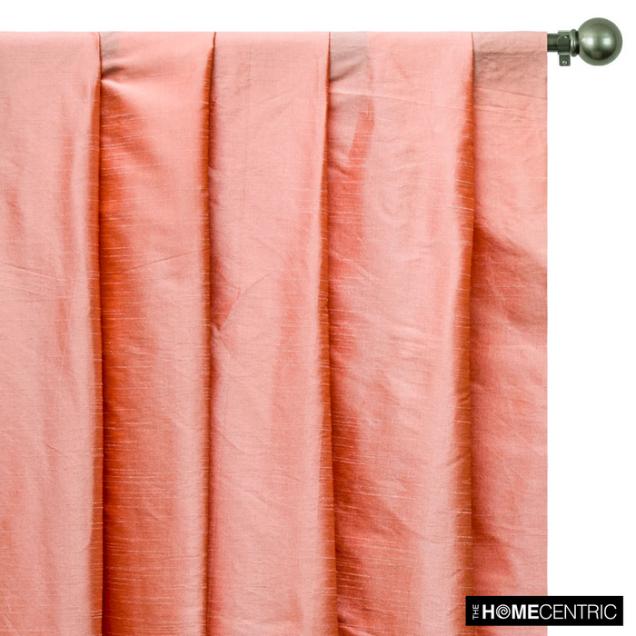 Peach And Coral Art Silk / Faux Silk Fabric By The Yard