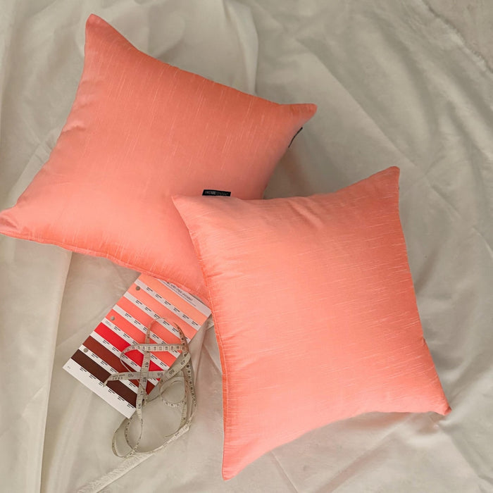Peach Coral Luxury - Peach & Coral Art Silk Throw Pillow Cover Pack of 2