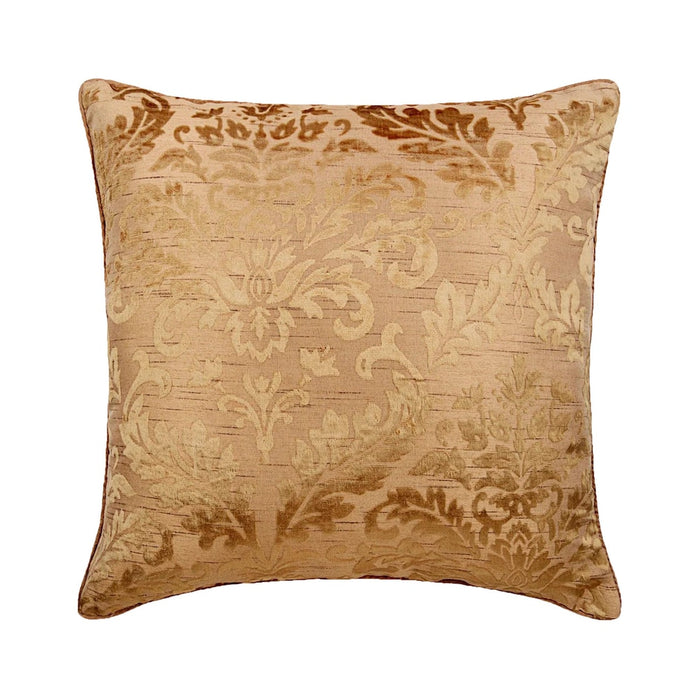 Peachy Beige - Peachy Beige Burntout Velvet Decorative Euro Sham