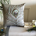 Peacock Feather Pillow Cover