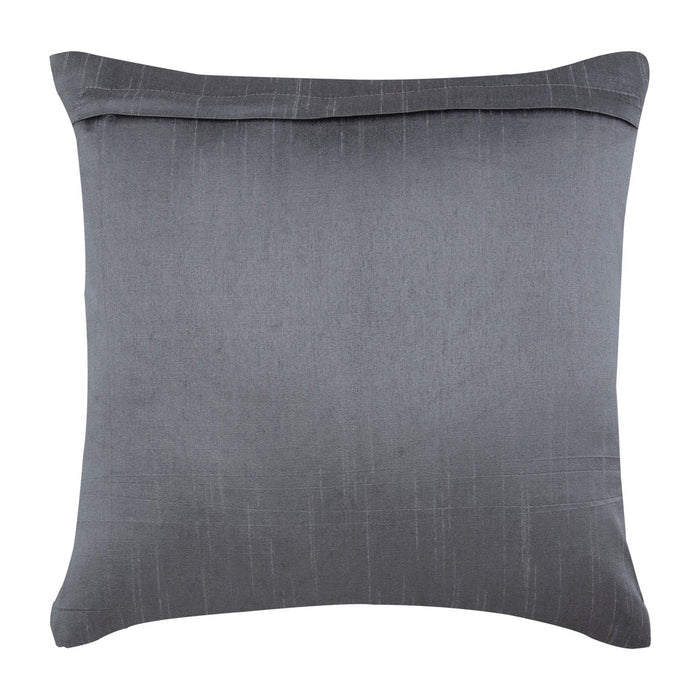 Peacock Feather - Silver Art Silk Throw Pillow Cover