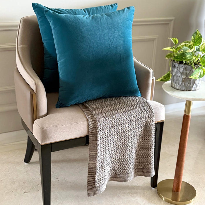 Peacock Plain Velvet Throw Pillow Cover - Peacock Velvet
