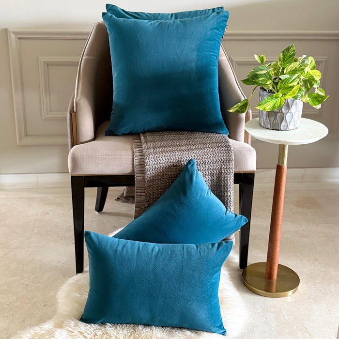 Peacock Plain Velvet Throw Pillow Cover - Peacock Velvet