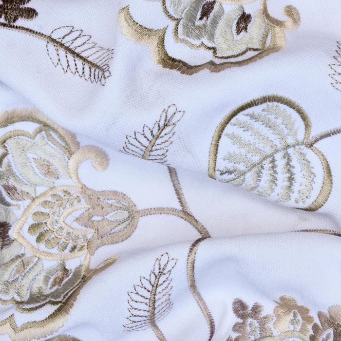 Pearl Beige Cotton Embroidery Fabric by the Yard