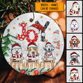 Personalised Joy Xmas Pattern Word-art Circle Ceramic Ornament - Personalized Dog Lovers Decorative Christmas Ornament