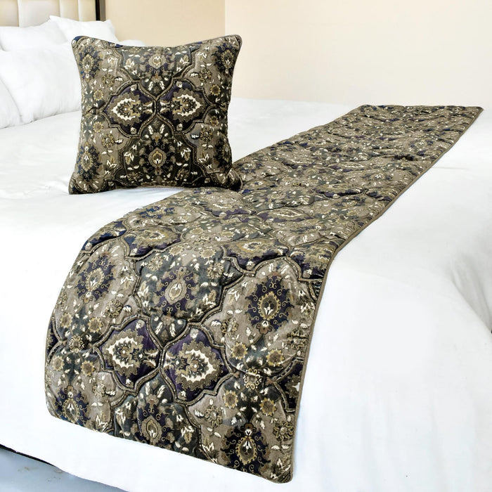 Pewter Palace Decorative Bed Runner and Pillow Cover