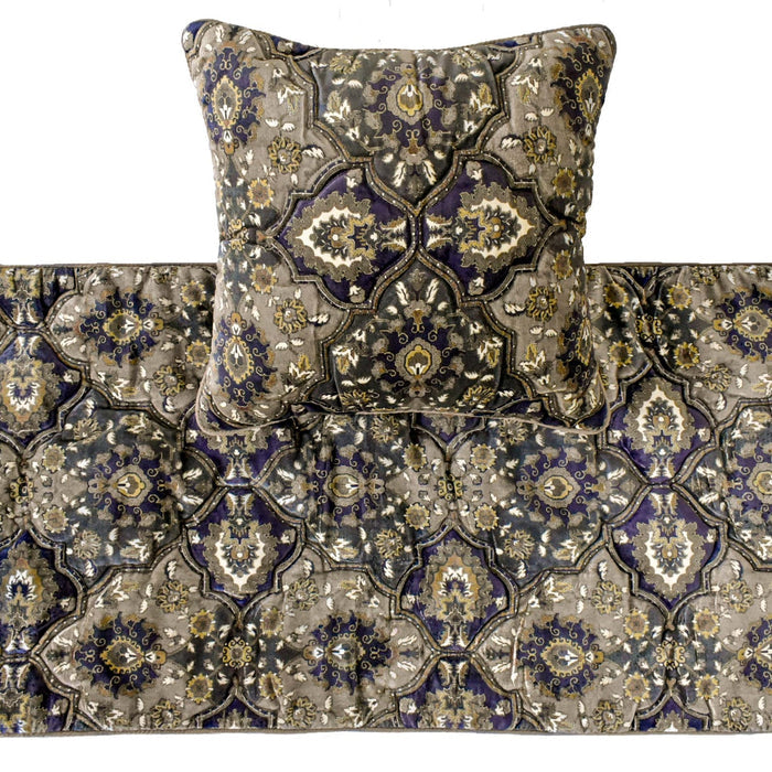 Pewter Palace - Velvet Gray Decorative Bed Runner and Pillow Cover