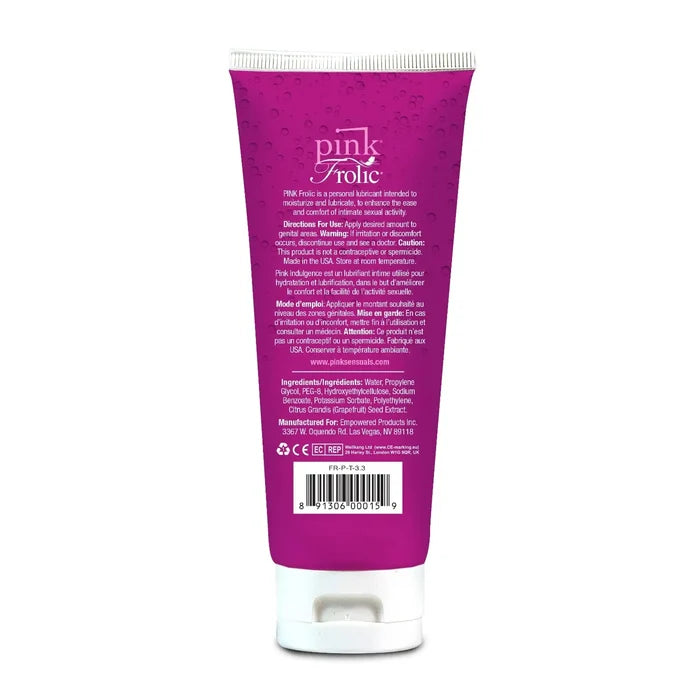 Pink Lubricants® Frolic Water-Based Gel Lubricant - Toy-Friendly & Glycerin-Free - 3.3 fl. oz.