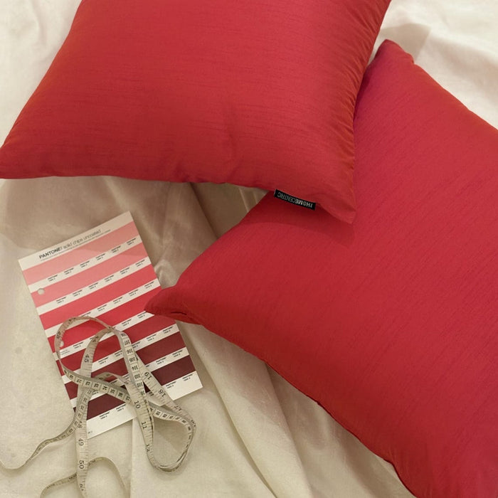 Pink Orange Luxury - Pink & Orange Silk Throw Pillow Cover Pack of 2