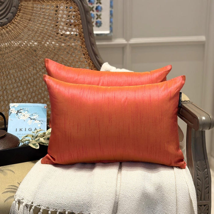 Pink Yellow Luxury - Pink & Yellow Silk Throw Pillow Cover Pack of 2