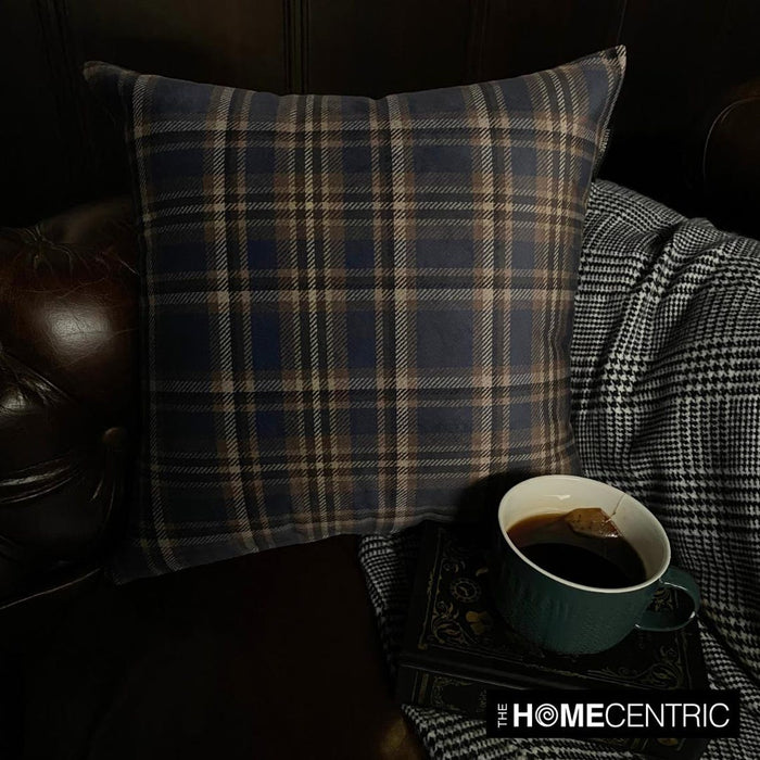 Plaidscape Navy Throw Pillow Cover