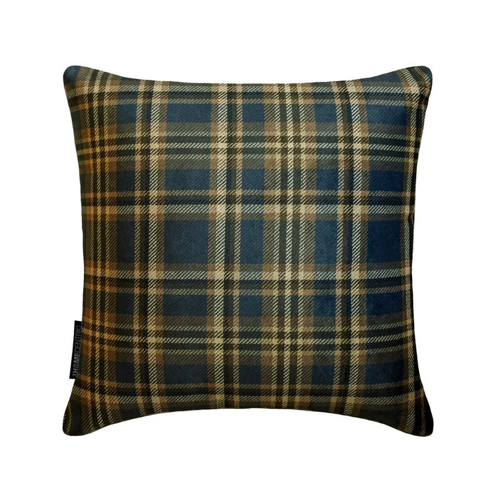 Plaidscape Navy - Navy Blue Velvet Winter Plaid  Throw Pillow Cover