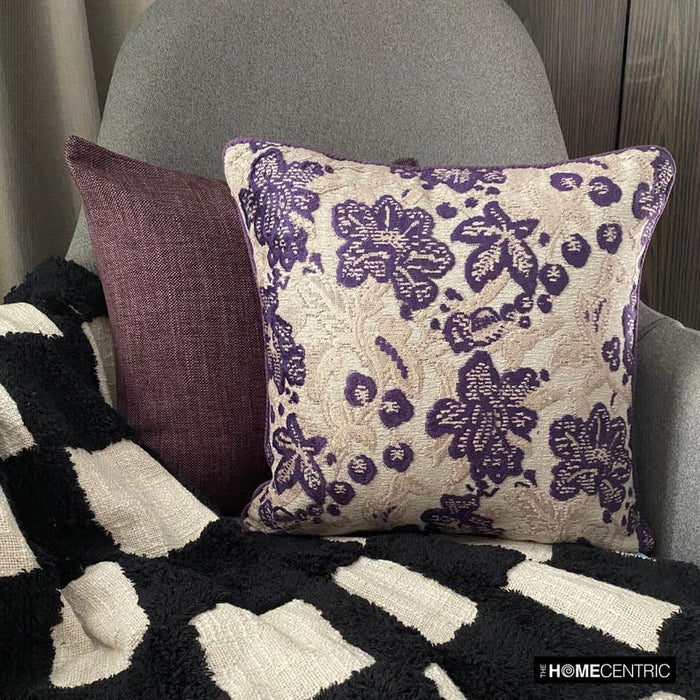 Plum Scented - Purple Velvet Throw Pillow Cover