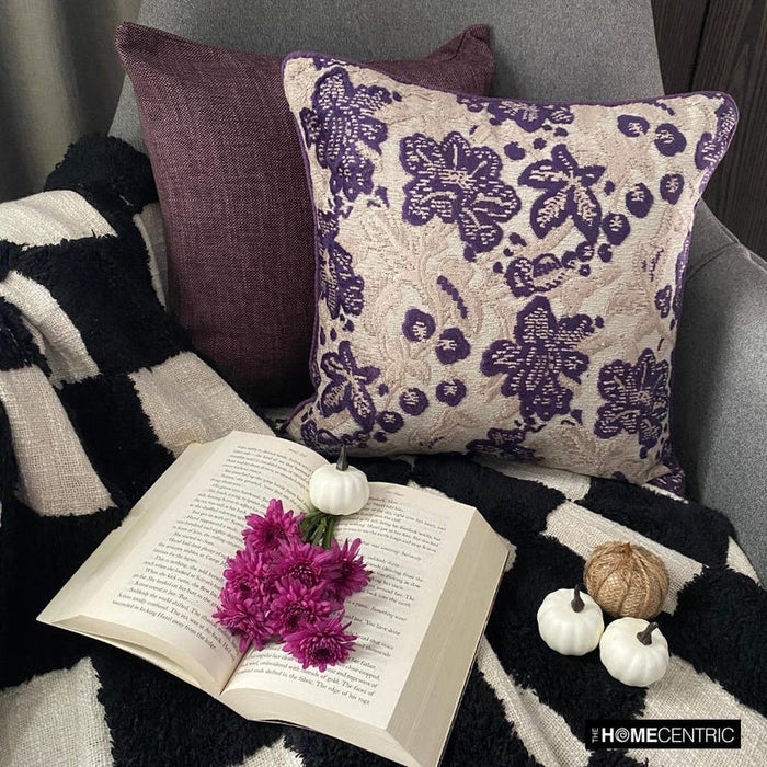Plum Scented - Purple Velvet Throw Pillow Cover