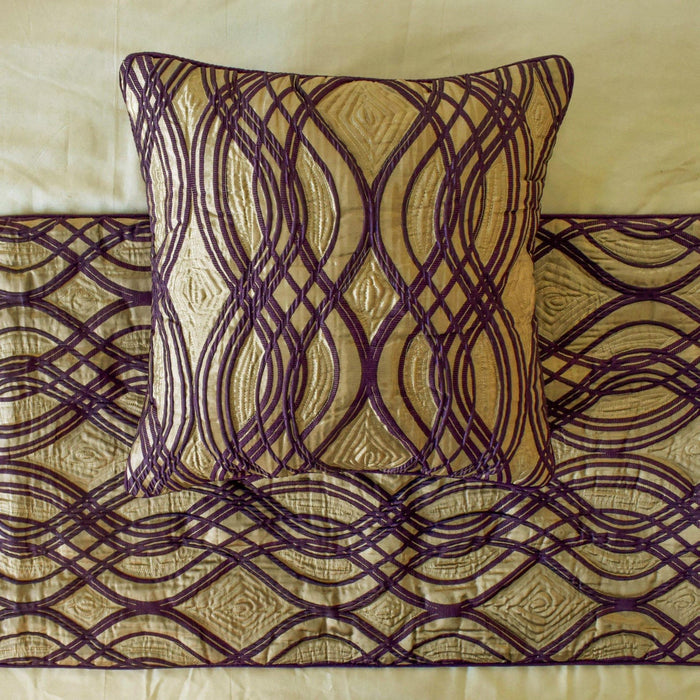 Plum Swirls Decorative Bed Runner and Pillow Cover