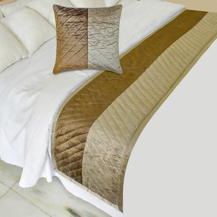 Plush Divide Decorative Bed Runner and Pillow Cover