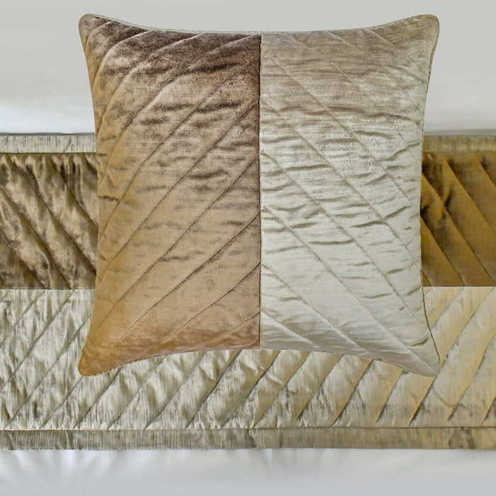 Plush Divide - Velvet Brown Decorative Bed Runner and Pillow Cover