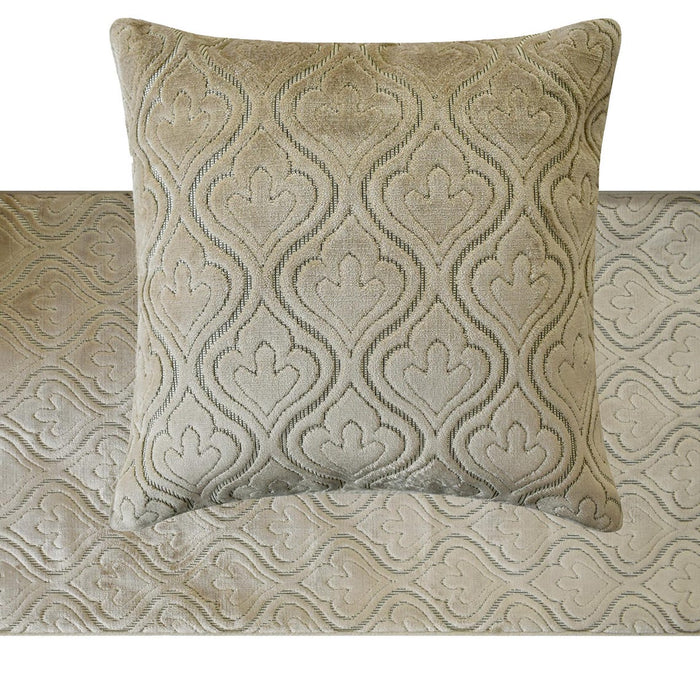 Plush Reverie - Velvet Pearl Beige Decorative Bed Runner and Pillow Cover