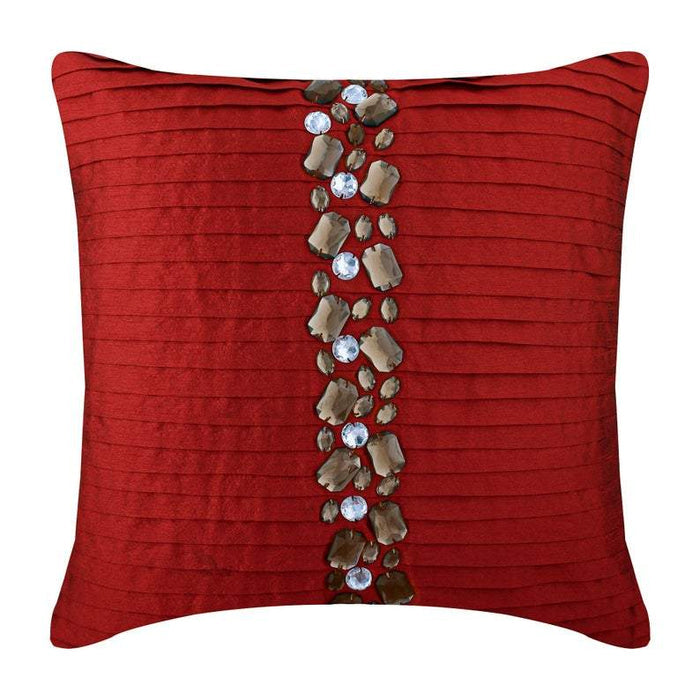 Precious Crystals - White Art Silk Decorative Euro Sham
