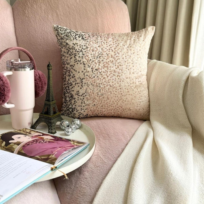Princess Sparkle - Powder Pink Art Silk Decorative Euro Sham