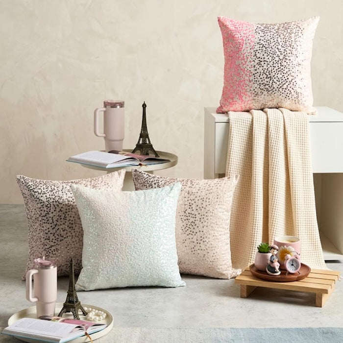 Princess Sparkle - Powder Pink Art Silk Decorative Euro Sham