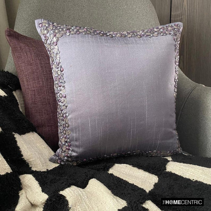 Purple Shells - Purple Art Silk Throw Pillow Cover