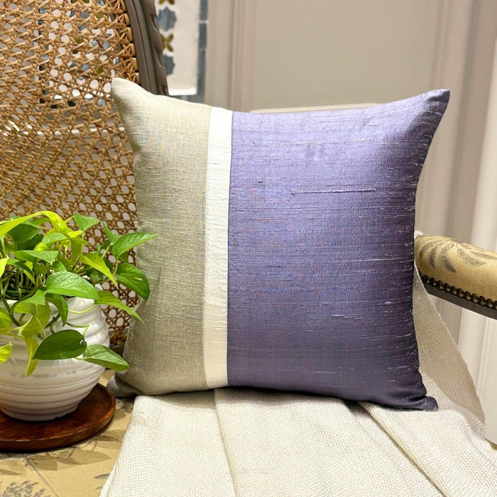 Purple Silkastic  - Purple Silk & Linen Throw Pillow Cover